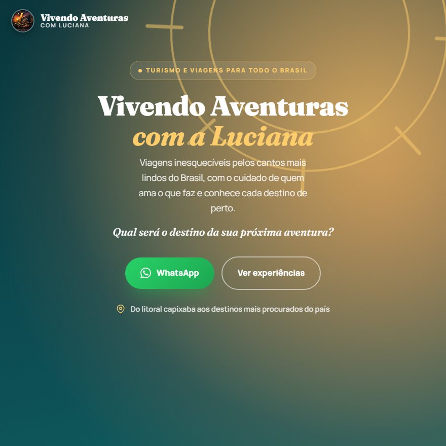 Landing page da agência Vivendo Aventuras com Luciana